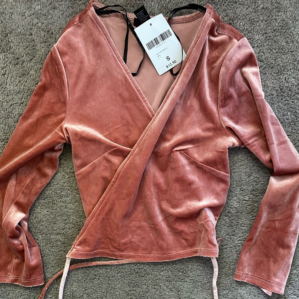 Blush velvet cross top
